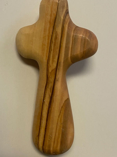 Small Hand Held Olive Wood Cross 3.50" New from Jerusalem