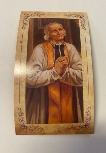 St John Vianney 3.75" H Statue + Prayer Card & Bio, New