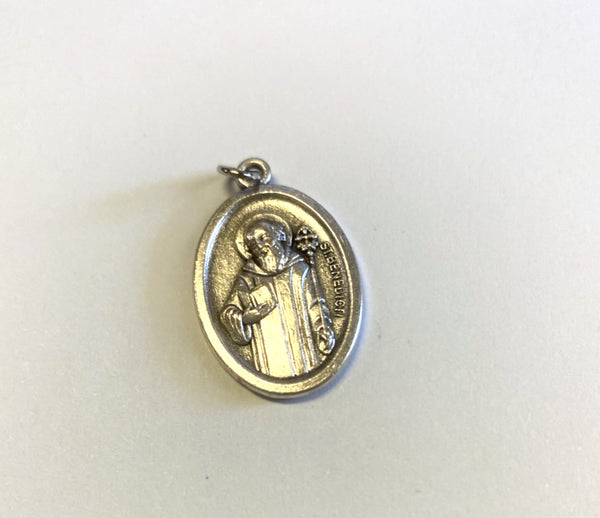 Saint Benedict Silver tone Medal, New,