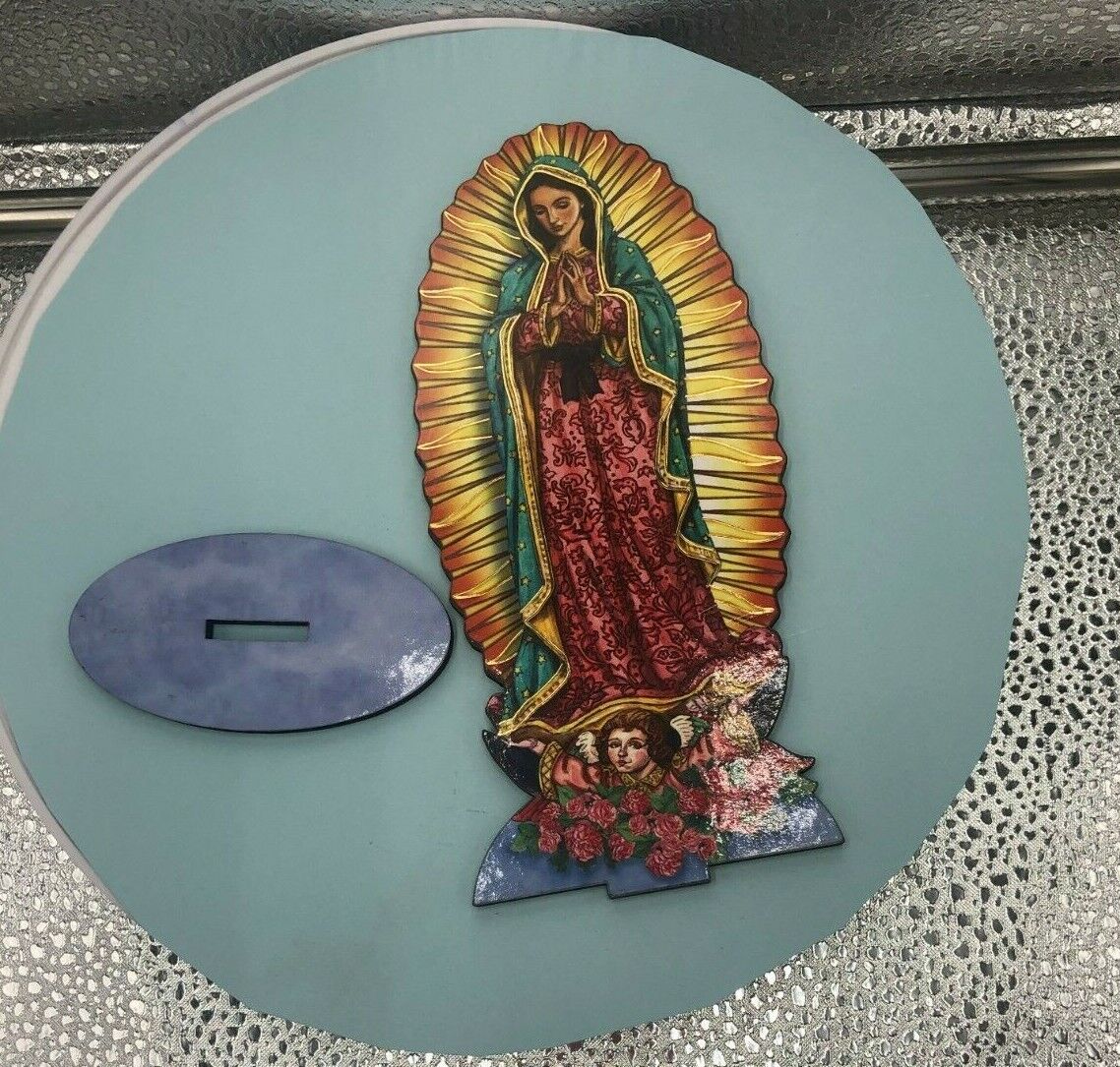 Our Lady of Guadalupe 6" Laser Image on Thin Wood Statue, New #91 - Bob and Penny Lord