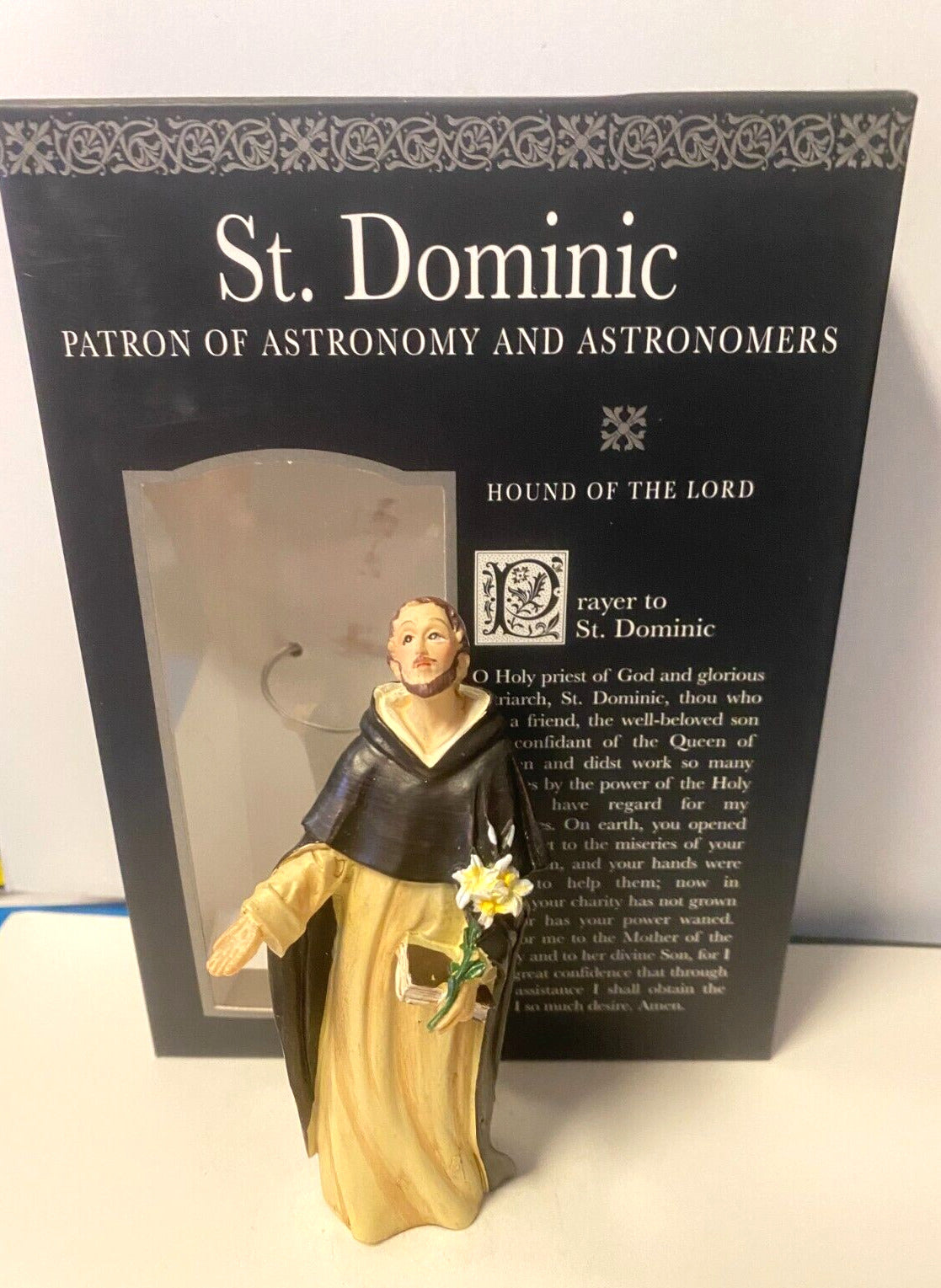 Saint Dominic 4" H Statue, Prayer Card + Bio, New - Bob and Penny Lord