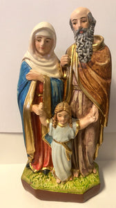 Sts. Anne & Joaquim Hand Painted 8" Statue, New From Colombia