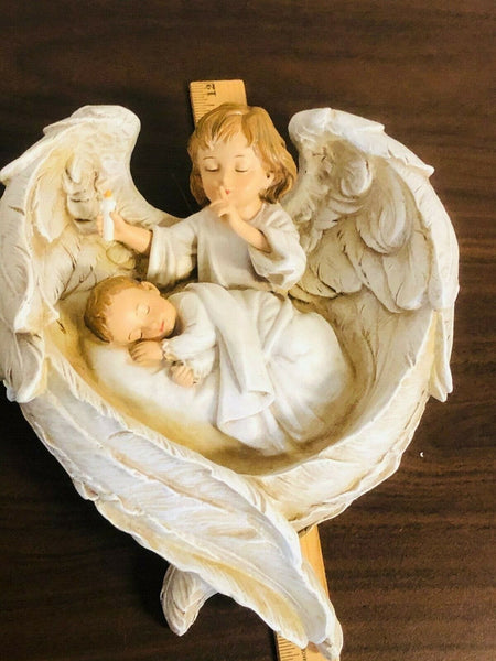 Sleeping Baby in Angel Wings Plaque by  Joseph's Studio 11" H, New