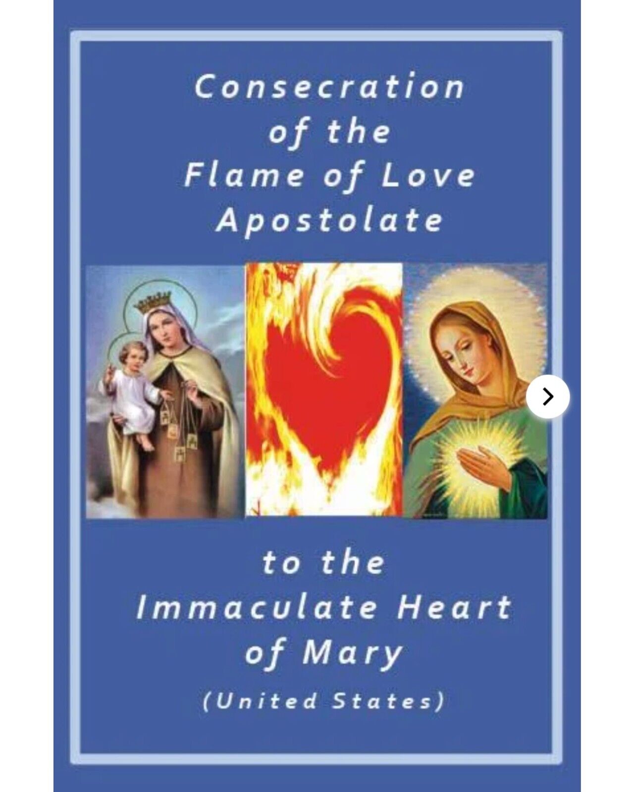 LARGE FLAME OF LOVE CONSECRATION PRAYER CARD