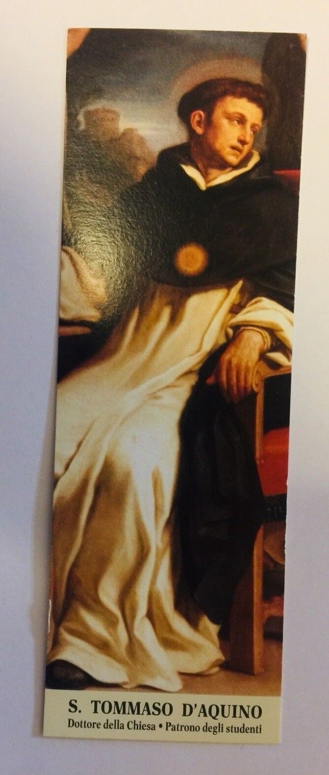Saint Thomas Aquinas Authentic Prayer Card, PRAYER IN ITALIAN, New From Italy