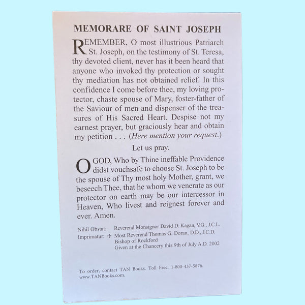 Memorare to Saint Joseph Prayer Card