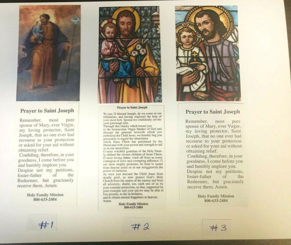 Saint Joseph Prayer Card, New /3 images to choose from