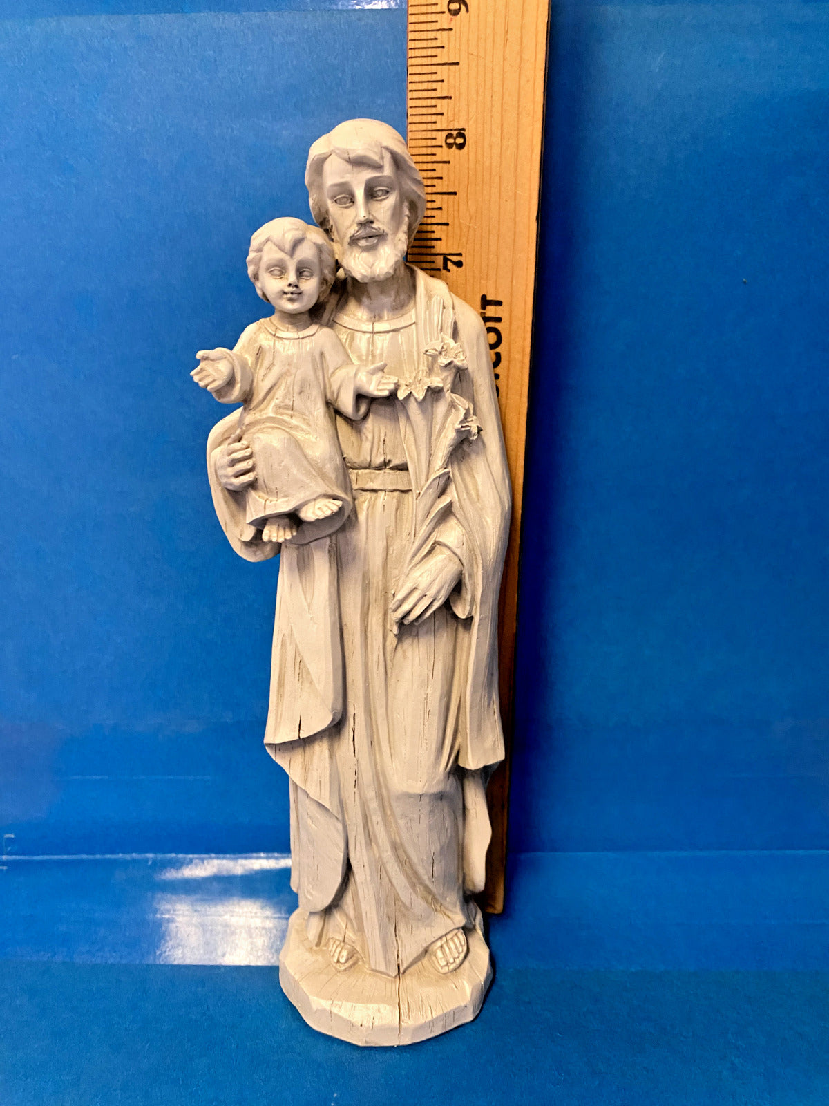 Saint Joseph with Child  8" Stone Finish Statue, New - Bob and Penny Lord