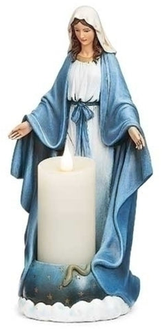 Our Lady of Grace 10" Candle Holder Statue, New
