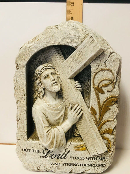 10.25" Joseph's Studio Jesus Holding Cross Outdoor Religious Garden Statue, New