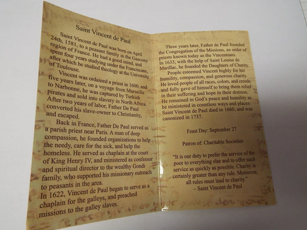Saint Vincent de Paul Biography & Prayer Folder, New