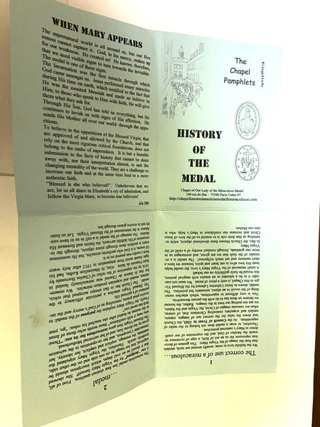 Our Lady of the Miraculous Medal Folder, History of the Medal with Medal, New