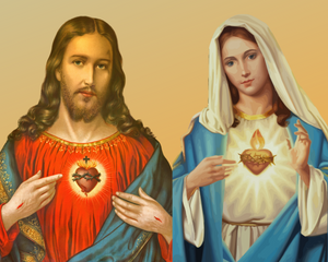 Sacred Heart of Jesus Immaculate Heart of Mary 8 by 10 Print