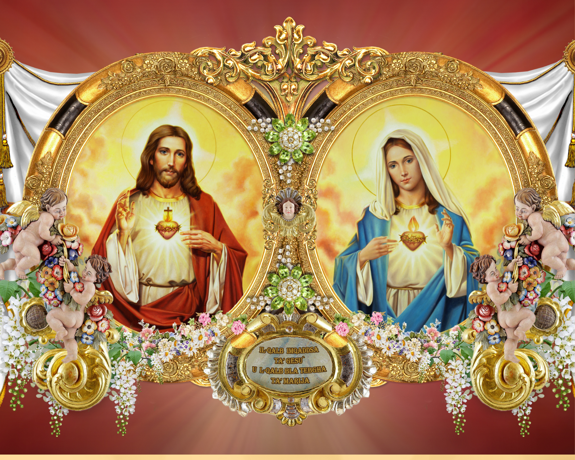 Hearts of Jesus and Mary 8 by 10 Printii - Bob and Penny Lord