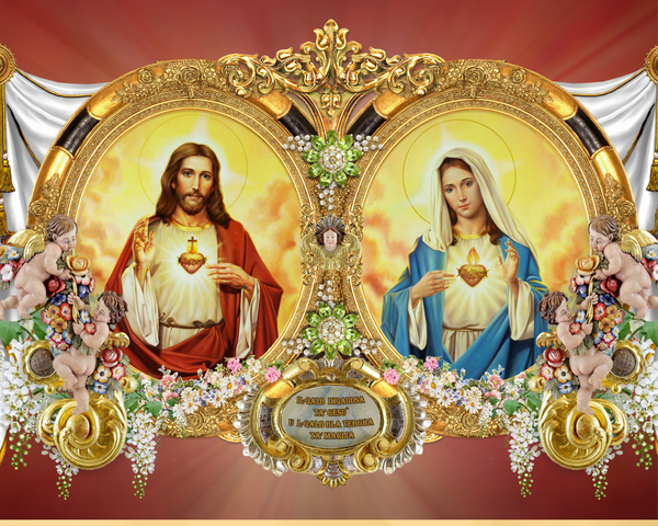 Hearts of Jesus and Mary 8 by 10 Print