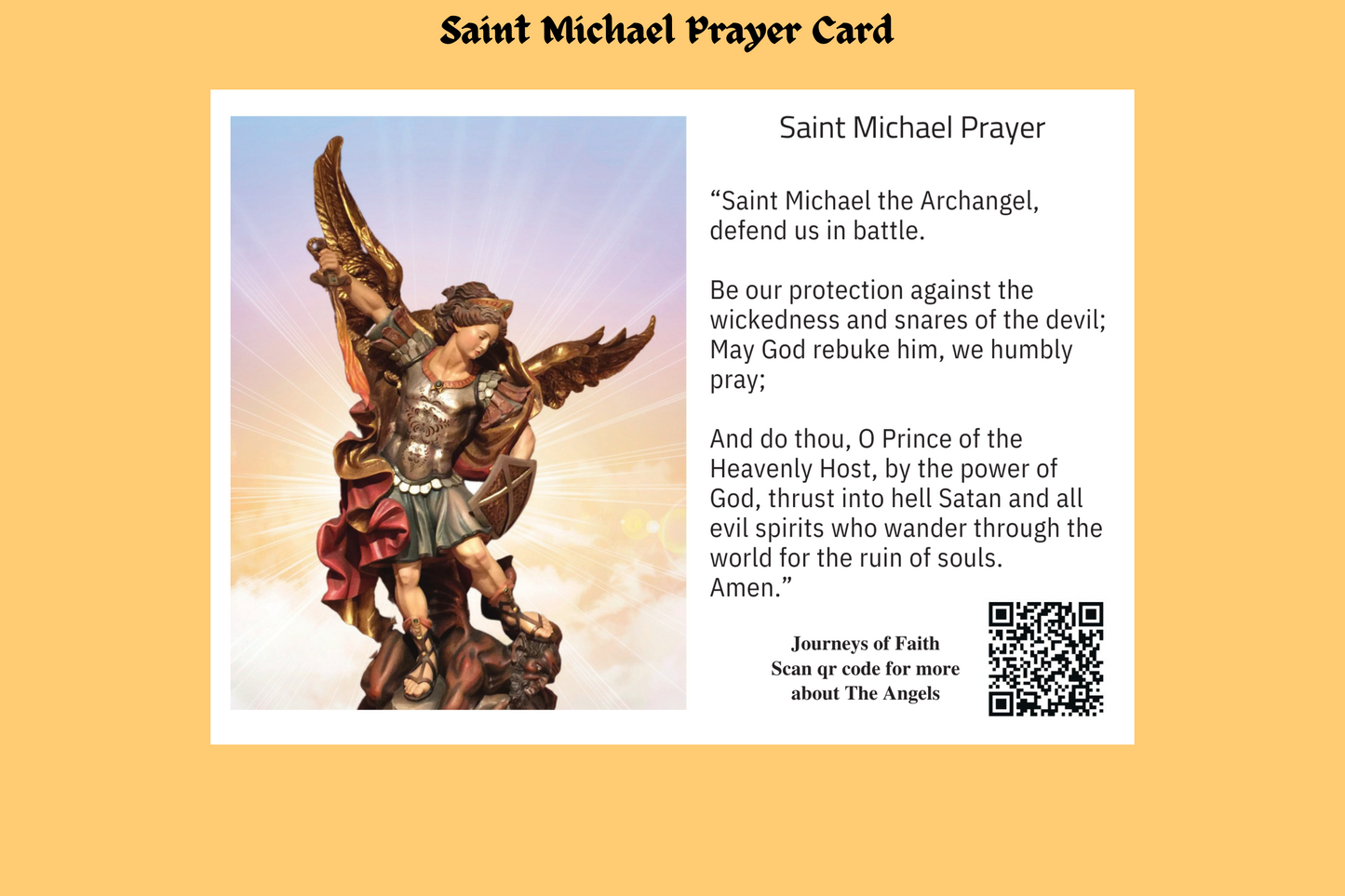 Saint Michael Prayer Card