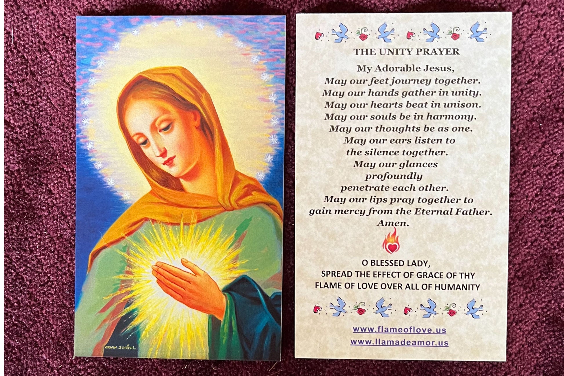 Flame of Love Unity Prayer Card Packages - Bob and Penny Lord