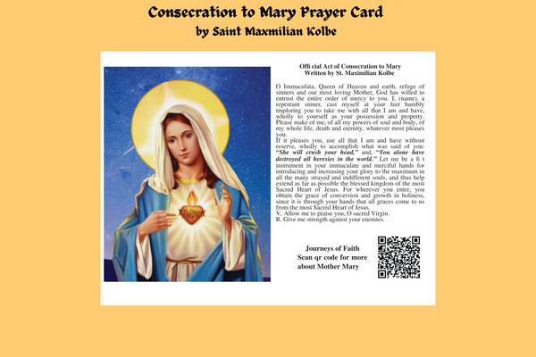 Consecration to Mother Mary Prayer Card