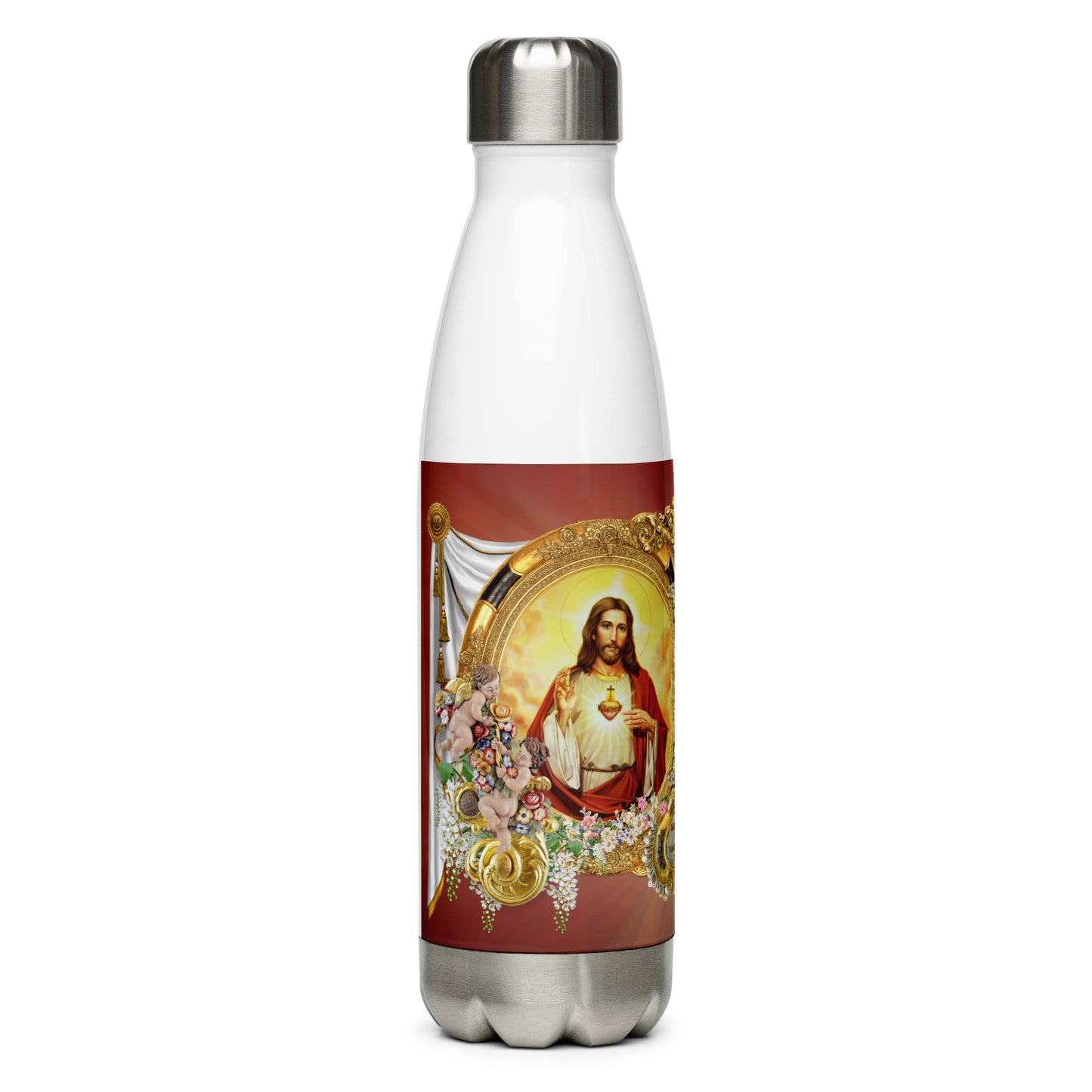 Sacred Heart and Immaculate Heart Stainless Steel Water Bottle - Bob and Penny Lord