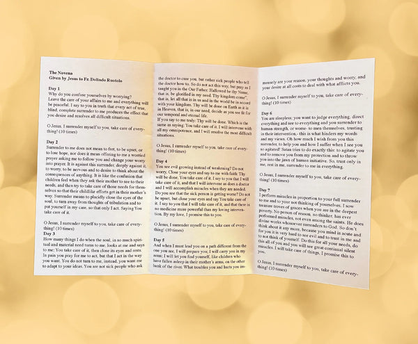 10Pack Surrender Novena to the Will of God Trifold Holy Card