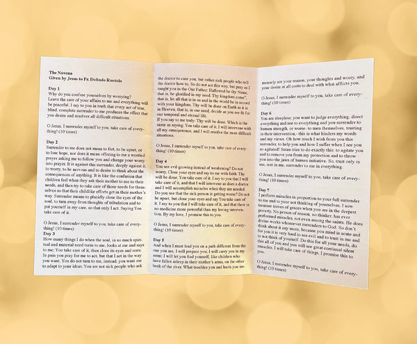 5Pack Surrender Novena to the Will of God Trifold Holy Card